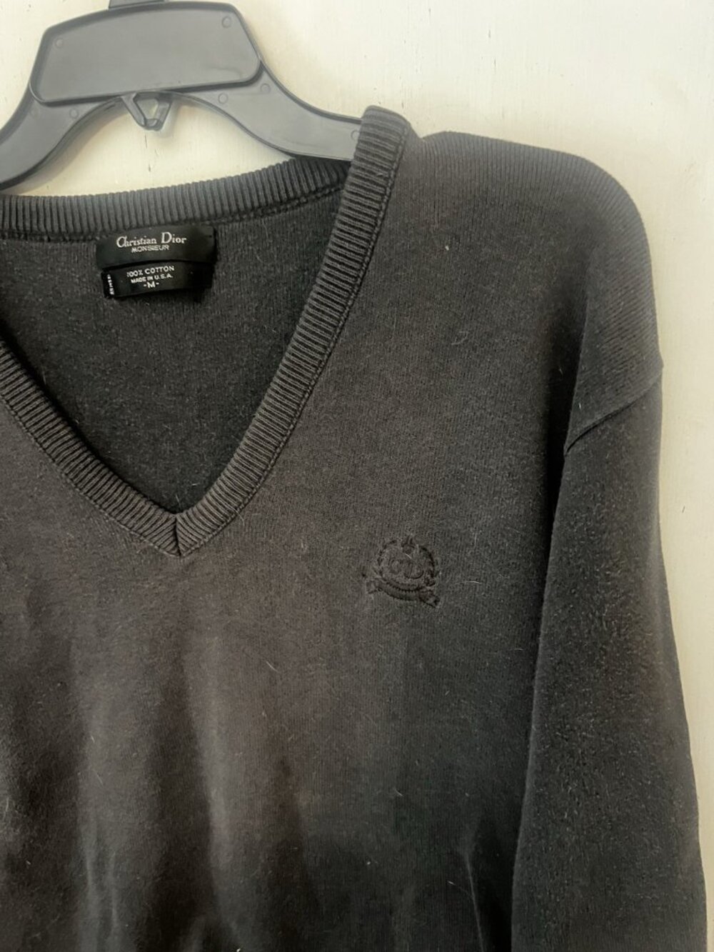 Christian Dior Monsieur V-Neck Sweater Medium Faded Black Embroidered Logo. T - Picture 4 of 5